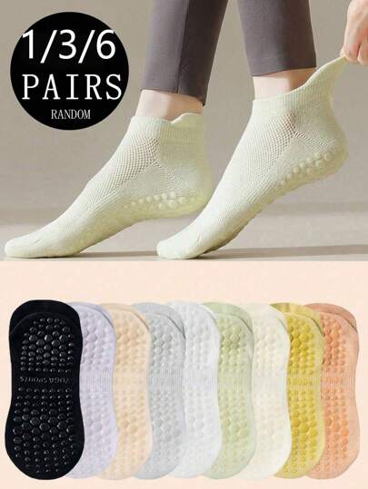 1/3/6/10 Pairs/Pack Women's Thin Summer Style Breathable Mesh Exercise Yoga Pilates Aerobics Silicone Anti-Slip Running With Ears Sock