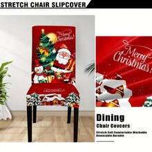 4/6 Unique Christmas Designs, Santa Claus & Snowman Digital Positioning Print Chair Covers, Removable & Washable Chair Cover Set, Soft Elastic Seat Protector, Suitable For Christmas Atmosphere Decoration In Restaurant, Kitchen, Banquet Hall, Dining Room, Bedroom, Office, Living Room, Dormitory And Home - Multicolor - View 6