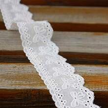 2码蕾丝缝纫装饰蝴蝶结蕾丝缎带工艺蕾丝面料适用于服装配饰 - 白色 - 查看 3