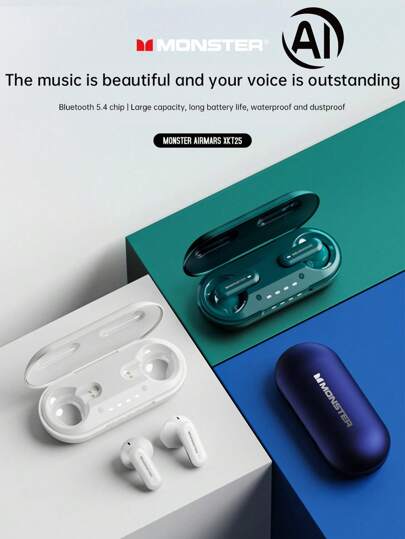  Monster XKT25 TWS Openair AI翻译耳机 AI智能100+语言运动耳机降噪耳塞