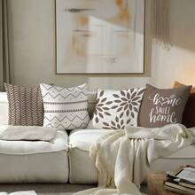 MEMNUN 4 vỏ gối in họa tiết hoa hình học màu nâu kaki đơn giản hiện đại "Home Sweet Home" [Không có ruột gối], 17,7*17,7in (45*45cm)/19,69*19,69in (50*50cm)/15,75*15,75in (40*40cm), [In một mặt] Vỏ gối bằng polyester dùng cho ghế sofa, giường, phòng khách, phòng ngủ, ô tô, văn phòng, trang trí khách sạn, quà tặng hoàn hảo cho gia đình và bạn bè, phù hợp cho mọi mùa - Nhiều màu - Xem 9