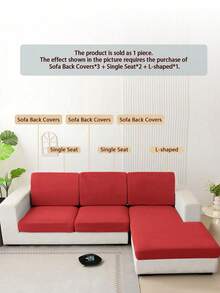 1pc Minimalist Modern Solid Color Milk Silk Elastic Sofa Seat Cushion Cover, Suitable For All Seasons - Bright Red - View 7