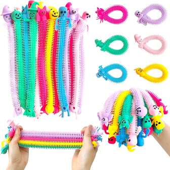 6/12/24/36 件万圣节弹力绳坐立不安玩具，感官减压玩具蝙蝠女巫南瓜鬼魂弹力玩具，适合青少年、班级礼物、派对礼物、减压（颜色随机）