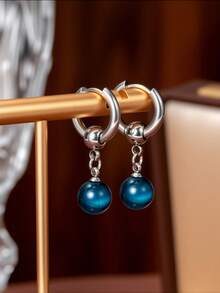 Multicolor Tiger Eye Stone Beaded Pendant Stainless Steel Earrings, Essential Gift For Women. The Stone Shape And Color May Vary, And Slight Cracks Or Mineral Spots Are Normal.