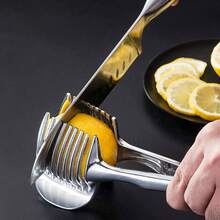 Aimall Tomato Slicer Lemon Cutter, Multipurpose Tools For Soft Skin Fruits And Vegetables, Home Made Food & Drinks Decoration - Silver - View 12