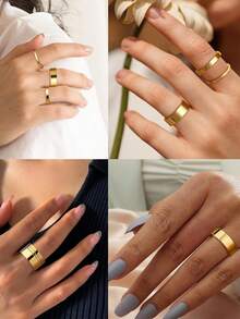 Milacolato 14K Gold Filled Rings For Women Gold Stacking Stackable Band Rings Thick Thin Band Plain Pinky Thumb Ring Non Tarnish Comfort Fit Size 5-11