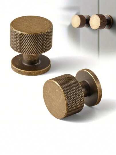 Set Of 2/6 Knurled Drawer Pulls,Vintage Bronze Cabinet Handles , Single Hole Kitchen & Bedroom Hardware, Antique Knobs For Wardrobe/Dresser