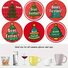 1 set/4 piezas/6 piezas Posavasos de barro de diatomeas con diseño de árbol de Navidad, posavasos de café, adecuados para decoración del hogar y restaurante, regalos navideños, decoración de mesa, decoración de otoño, decoración de fiestas temáticas, pueden ser entregados como regalos