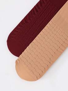 1/4/5 paia di calze a mezza gamba/polpaccio di colore unito per donna, con motivo a onde antiscivolo, in nero/marrone/bordeaux/beige, calze eleganti, stile Y2K, calze calde e confortevoli