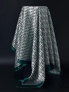 90*90cm Outdoor Sunscreen Shawl, Fashion Women's Lightweight Scarf, Windproof Scarf, Sailboat Flag & Anchor Pattern, Colorful Patchwork, Blue, Pink, Red, Coffee, Beige, White Square Scarf, Professional Women Neckerchief, Headscarf, Handkerchief For Dress - Black 2 - View 2