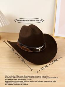 1 Set Unisex Cowboy Hat With Bull Horn Decor + 1 Cashew Pattern Scarf Fashion Outfit, Suitable For Horse Riding, Rodeo, Music Festivals, Bars, Gifts And Daily Use - Brown - View 3