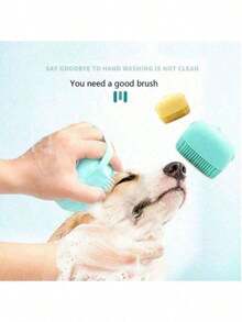 1pc A Practical Pet Cleaning Tool! Blue Green Silicone Shower Brush With Built-In Shower Gel Compartment, Bristles Massage And Stain Removal, Essential For Pet Bathing - Baby Pink - View 7