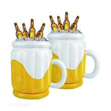 1/2pc Inflatable Beer Shaped Ice Bucket, Beverage Cooler - For Party, Beach And Outdoor Activities - Durable ABS Plastic Beverage Cooler, Floating Portable Drink Holder - Multicolor - View 10