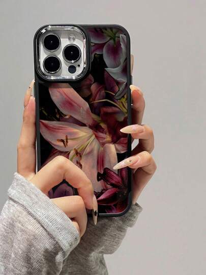 1pc Vintage Floral Pattern Soft Silicone Protective Phone Case, Compatible With Apple And Phones Waterproof Shockproof Anti-Fall Scratch Resistant