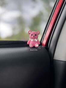 1/2 Handmade Healing Plush Bear Car Decor, Micro Landscape Creative Cute Rhinestone Embellished Small Bear Ornament, Stress Relief For Car