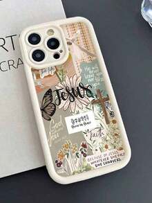 Valentines Phone Case 1PC Jesus Cross Decal Pattern, Thick Shock-Proof Protective Full Wrap Phone Case Compatible With Iphone 15/15+/15 Pro/15 Pro Max/11/12/13/14 Pro Max/XS/XR/11 Pro/11 Pro Max/12 Pro/12 Pro Max/13 Pro/13 Pro Max/14 Pro/14 Pro Max/14+/7+/8+/8/SE2,Flower Phone Case - 款式1(1件) - 查看 4