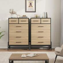 strundghti 6 Dresser For Bedroom, 52" Wide Dresser, Wide Drawer With Storage Freestanding, Wooden Closet Storage Chest For Living Room, Bedroom, Entryway - 黑色 - 查看 9