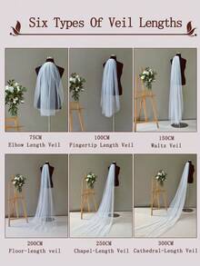 1 件及踝长度纯透明新娘面纱，简约而精致的女士秋装