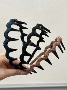 1pc Vintage Velvet Wavy Pearl Headband, High Crown Anti-Slip Toothed Facial Wash Hair Tie, Hair Clip, Hair Tie, Hair Accessory, Suitable For Everyday Wear, Hair Band, Hair Hoop, Hair Accessories ,Head Piece