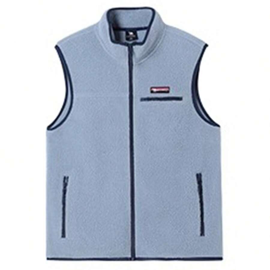 CAMEL CROWN 户外抓绒背心秋冬时尚新款保暖内搭夹克 - 霧灰藍 - 查看 1