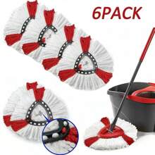NetHong 3/6 Pack Mop Replacement Heads For ViIeda Spin Mop Microfiber Spin Mop Refills - Red and White - View 1