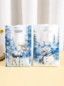 10/20/50pcs Festive Christmas Plastic Loot Bags Blue Santa Snowman Tree Reindeer Pattern Gift Bags Ideal For Holiday Parties & Christmas Celebrations Durable Xmas Treat Bags Christmas Decor 2025 Multipurpose Present Bags New Year 2026 Gift Wrapping Supplies Christmas Christmas Decorations Christmas Pajamas Christmas Gifts Christmas Decor