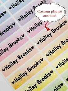 60pcs Custom Name Stickers,Glitter Rainbow Waterproof Long Name Stickers- Daycare Labels- Print Kids Labels- Long Size- Customized Labels- Hanprinting