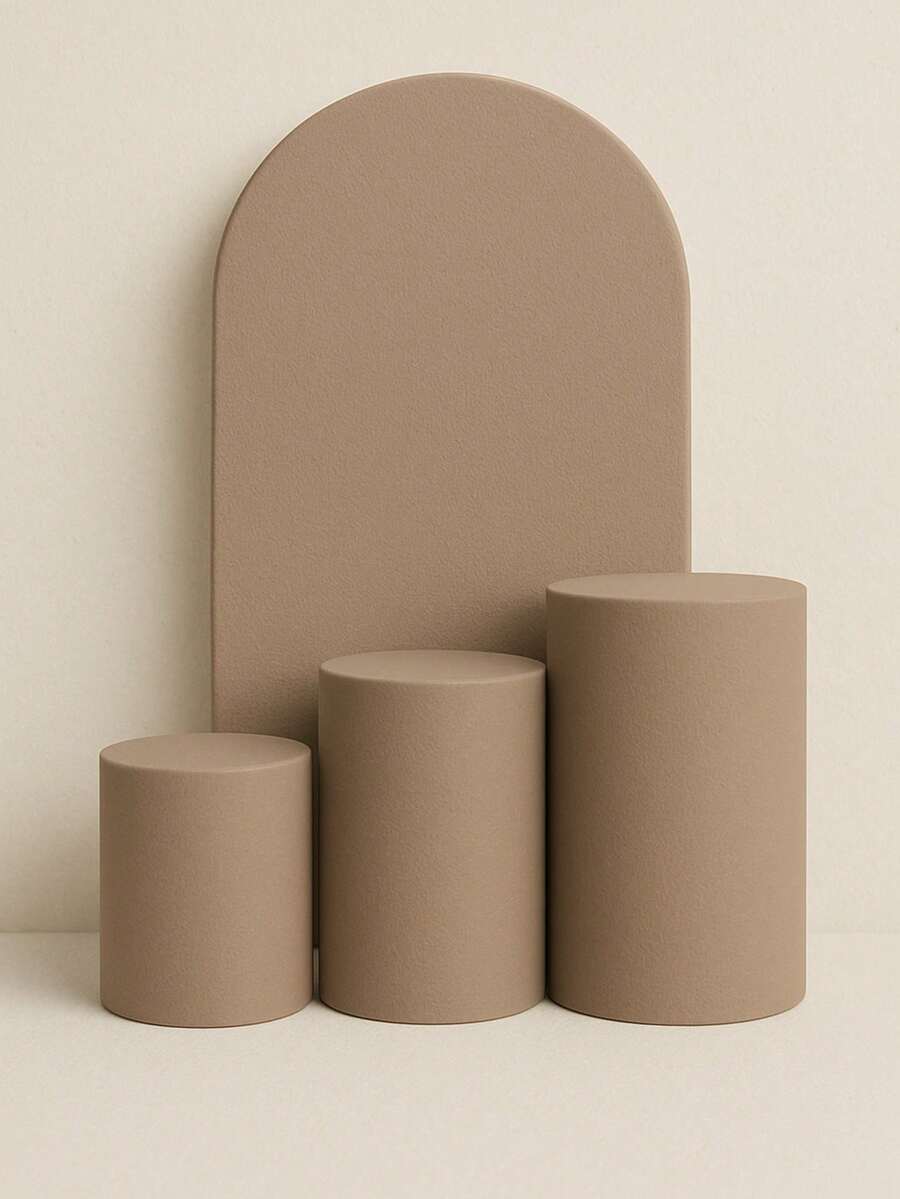 Set Of 4 Double-Sided Roman Panel Pieces And Cylinders - Mocha Brown - View 1