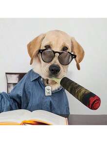 1pc Random Color Interactive Dog Doll, Plush Squeak Chew Cigar Design Doll, Creative Chewing Doll Suitable For Small To Medium Dogs - Cute Plush Gift For Dog Birthday - Multicolor - View 4