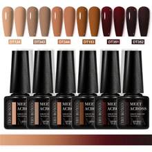 MEET ACROSS 6件套四季通用凝胶指甲油套装，裸色、粉色、红色、闪粉，半永久UV凝胶指甲油套装，适用于美甲，可卸UV/LED光疗，DIY美甲，家用美甲沙龙礼物，女士适用