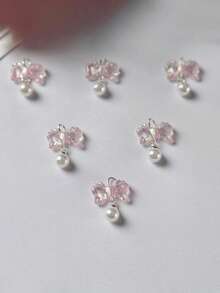 10pcs New Plated Colorful Transparent Small Bowknot Bow Pendant DIY Handmade Phone Strap Chain Beads Earring Accessories