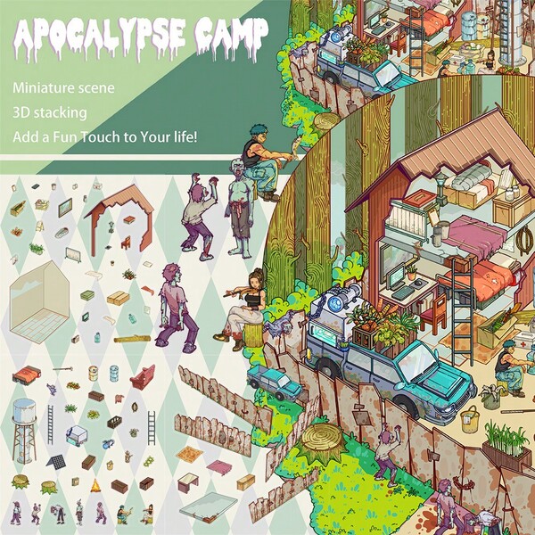 11 pçs/conjunto, 3 pçs/conjunto, 2 pçs/conjunto Adesivos decorativos de Halloween em miniatura 3D, cena de terror faça você mesmo, adesivos de material PET para alívio do estresse de nicho