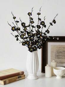 4/8pcs Artificial Flowers White Plum Blossom 21.7'' Fake Winter Sweet Long Stem Plastic Flowers Home Hotel Office Wedding Party Garden Decor