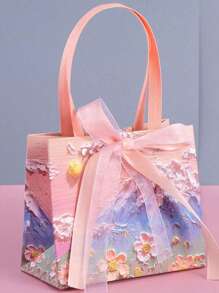 1 PIEZA/5 PIEZAS Bolsa de regalo con estética de pétalos de Yunshan 3D en pastel de aceite, con estilo Ins, curativo y de alta gama. También sirve como portaramos y bolsa de regalo premium. Es adecuado para ocasiones como fiestas festivas y regalos a amigos.