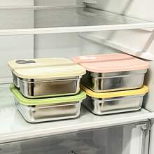 Caja de almuerzo portátil de acero inoxidable 304, caja bento hermética a prueba de fugas para ensalada de frutas, recipiente de almacenamiento de alimentos resistente al frío y al calor, caja conservadora de frescura, contenedores de almuerzo de gran capacidad, aptos para refrigerador y microondas, adecuados para uso estudiantil y adulto en la escuela, la oficina, campamentos al aire libre, picnics y viajes