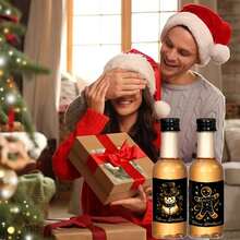 27 pezzi/2 pezzi Mini bottiglie di liquore, confezione di adesivi natalizi, etichette vintage di Babbo Natale, alce, campanelli, per vino, whisky, bevande, succhi, spezie, salse, sciroppi, oli essenziali, molto adatti per feste di Natale, cene, regali. Elementi natalizi come pupazzo di neve e albero di Natale.