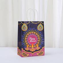 5 pezzi/10 pezzi/20 pezzi Borse regalo di Diwali con manici, colore e stile casuali, forniture per feste di Diwali, decorazione, confezione regalo per festival - Multicolore - Visualizzare 6