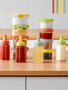 4/8/16个迷你酱料瓶，塑料挤压式调味瓶，番茄沙拉蜂蜜挤压瓶，调味品分配瓶，适用于午餐、烧烤、露营等场合的调味挤压瓶 - 彩色 - 查看 5