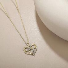 Cali Trove 1/10ct Natural Diamond Double Heart Infinity Pendant Necklace For Women  10KT Gold Heart Infinity Pendants For Her Mothers Day Jewelry Gifts In Pink, White Or Yellow Gold - 金黃色 - 查看 3
