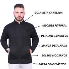 Men's Black Knit Cardigan Slim Zippered Wool Knit Jacket - màu đen - Xem 4