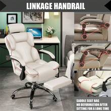 Executive Office Chair With Foot Rest High Back Office Chair Computer Gaming Chairs Big And Tall PU Leather Office Brown Computer Chair - White - View 3