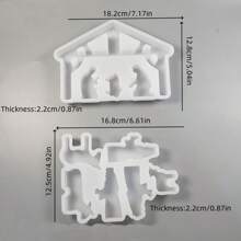 2pcs Nativity Scene Silicone Mold, Stable Christmas Silicone Mold For Candles, Crafts, Home Decor, Reusable Epoxy Resin Casting Mold