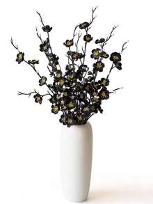 4/8pcs Artificial Flowers White Plum Blossom 21.7'' Fake Winter Sweet Long Stem Plastic Flowers Home Hotel Office Wedding Party Garden Decor