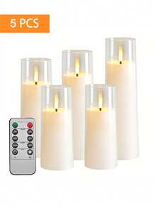 5-Pack Flameless Candle Lights With Timer/Remote Control, Battery Operated, LED Votive Candle Lights, Romantic Atmosphere Decorative Lights, Smokeless Electronic LED Candles For Christmas, Birthday, Home, Wedding, Birthday Decoration, Valentine's Day, Corporate Parties - 白色 - 查看 8