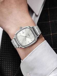 1pc Men's Quartz Watch, Simple And Casual, With Date Display, Strap Non-Adjustable, Men's Gifts, Suitable For Father's Day, Back To School Season Gifts And Daily Wear, Box Not Included - Black - View 3