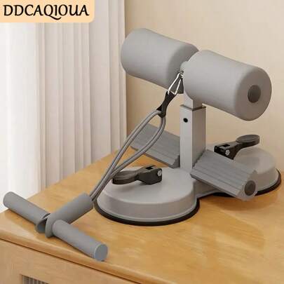 DDCAQIOUA 1 pz. Nuovi ausili per sit-up, attrezzatura fitness, accessori sportivi, ausili per sit-up grigi per la casa + trazioni (doppie ventose), corda ispessita più stabile, adatta per Pilates femminile, palestra, modellamento femminile, postura di allenamento, forza addominale, vita addominale, adatta per appassionati di fitness, ausili per l'allenamento fitness per appassionati di fitness