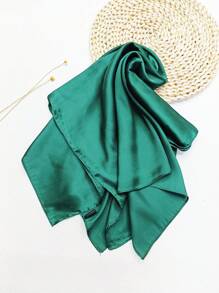 1 件女士雪纺 27.6 英寸 X 27.6 英寸方形围巾，适合日常使用 - 墨綠色 - 查看 3