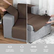 REAL TEXTIL Funda para Sofá en Forma de L Izquierdo y Derecho -Reversible- Cubre y Protege Tus sillones - Sofa Cover (Café) - Cafetería - Ver 2