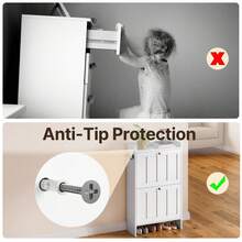 Shoe Organizer Storage Cabinet With 2 Flip Drawers,  2 Levels Of Shoe Storage,  Anti-Tip Device, With Side Hooks,Space-Saving For Hallway, For Entryway - trắng - Xem 8