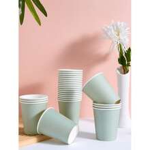 90/50/20/10 كوب ورقي أحادي الاستخدام، باللون الأخضر الفاتح، أكواب للمشروبات الباردة والقهوة، مستلزمات حفلات، مناسبة لعيد الميلاد والتجمعات العائلية والنزهات والحفلات